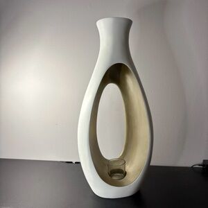 PartyLite X Large Embrace Votive Hurricane Candle Holder Modern Gold White